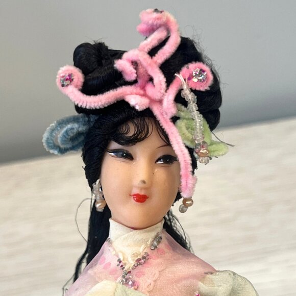 Vintage Oriental Chinese Court Lady Doll Geisha 11" Long Sleeves Souvenir - Picture 5 of 13